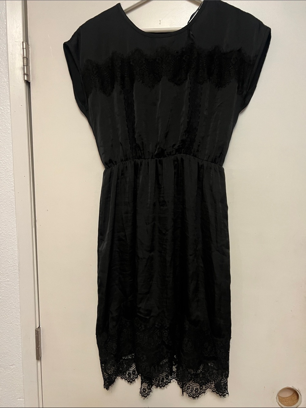 Matty M Black Lace Hem Cap Sleeve Dress Gothic